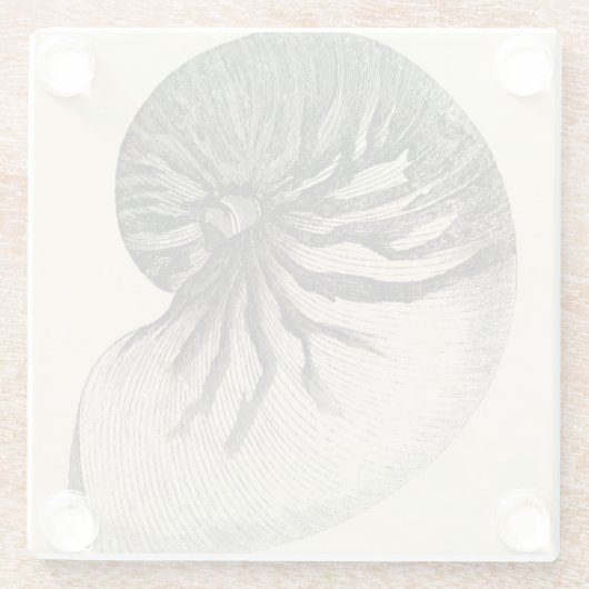 Vintage Muschel Schwarz/Weiß Glasuntersetzer (Rückseite)