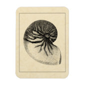 Vintage Muschel Schwarz/Weiß Magnet (Vertikal)