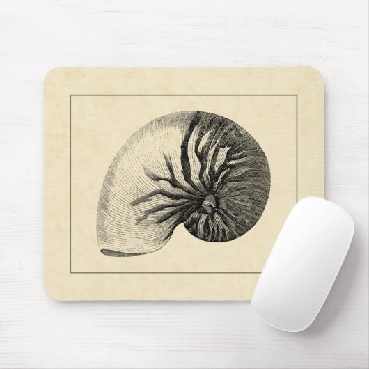 Vintage Muschel Schwarz/Weiß Mousepad (Mit Mouse)