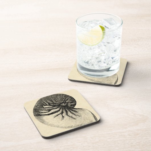 Vintage Muschel Schwarz/Weiß Untersetzer (Rechte Seite)