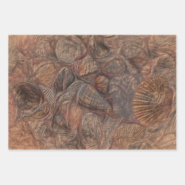 Vintage Muscheln Ocean Beach Brown Dekoupage Geschenkpapier Set