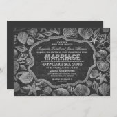 Vintage Muscheln Schwarzen Strand Hochzeit lädt ei Einladung (Vorne/Hinten)