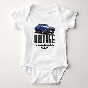 Vintage Muscle Blue Camaro Baby Strampler