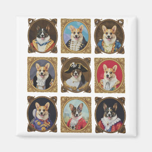 Vintage-Museumswand, lustige Corgi-Hundeporträts Magnet