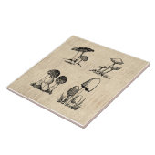 Vintage Mushroom Art Illustration Fliese (Seite)