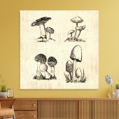 Vintage Mushroom Art Illustration Leinwanddruck (Insitu (Wohnzimmer))