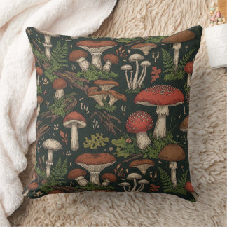 Vintage Mushroom Forest Botanical Kissen
