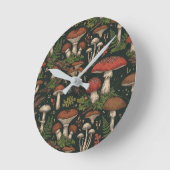 Vintage Mushroom Forest Botanical Runde Wanduhr (Winkel)