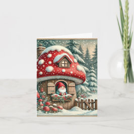 Vintage Mushroom House Weihnachtskarte mit Genom Karte