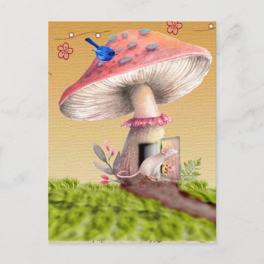 Vintage Mushroom Maus House Grußkarte Postkarte (Vorderseite)
