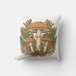Vintage Mushroom Throw Pillow Cover, Botanical For Kissen