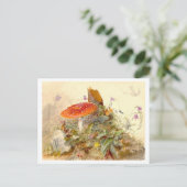 Vintage Mushroom-Wiese-Szene Postkarte (Stehend Vorderseite)
