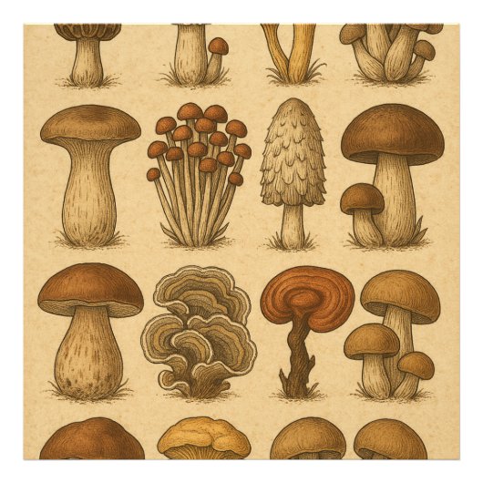 Vintage Mushrooms Fotodruck (Vorne)