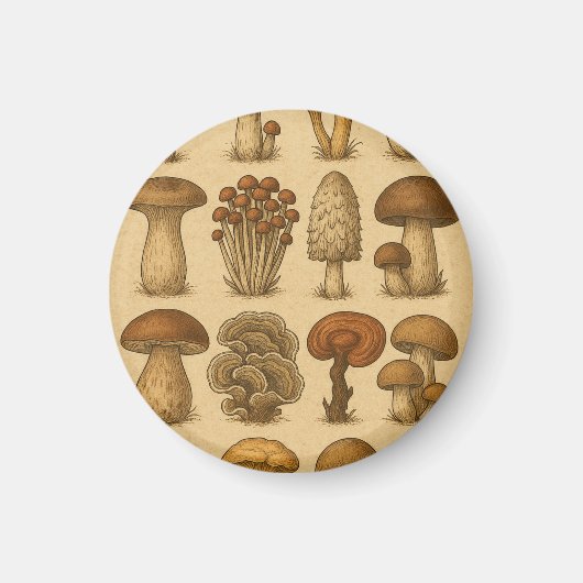 Vintage Mushrooms Magnet (Vorne)