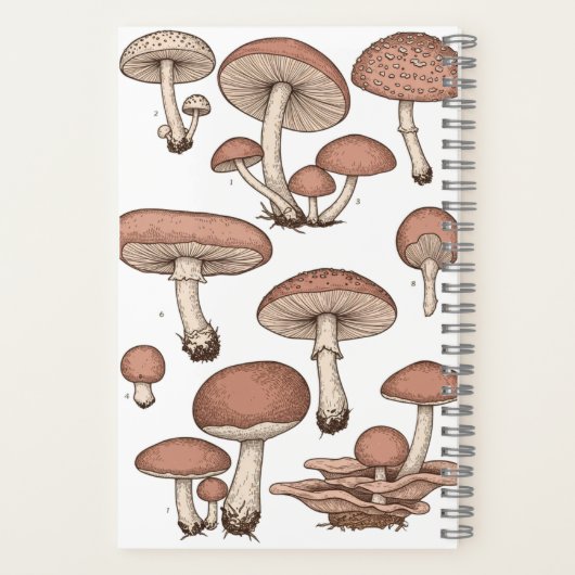 Vintage Mushrooms Notebook Notizblock (Rückseite)