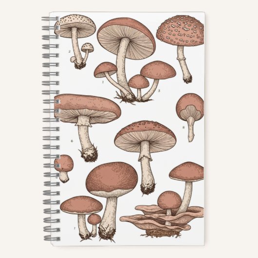 Vintage Mushrooms Notebook Notizblock (Vorderseite)