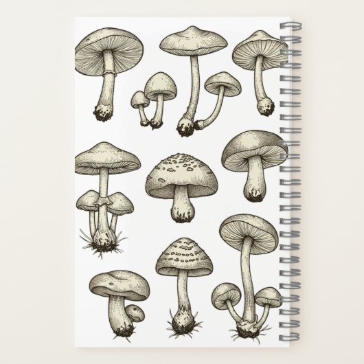 Vintage Mushrooms Notebook Notizblock (Rückseite)