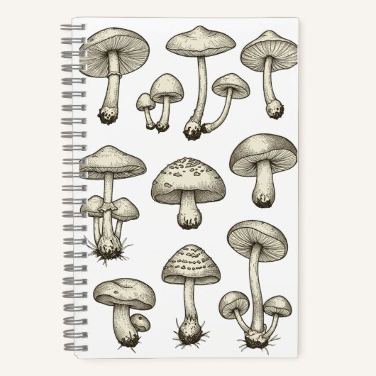 Vintage Mushrooms Notebook Notizblock (Vorderseite)