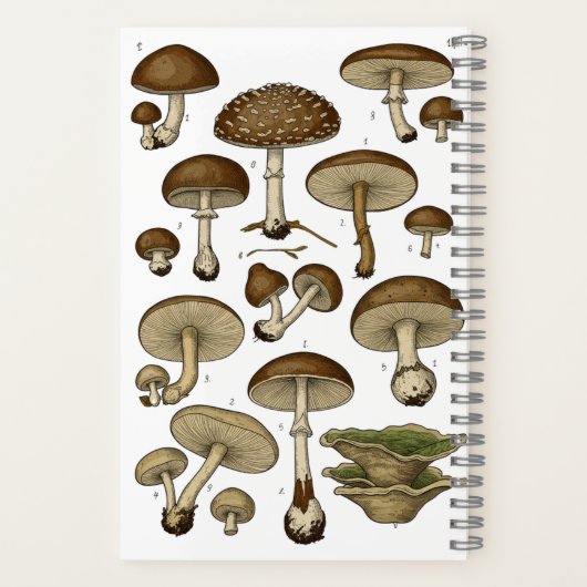 Vintage Mushrooms Notebook Notizblock (Rückseite)