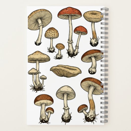 Vintage Mushrooms Notebook Notizblock (Rückseite)