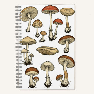 Vintage Mushrooms Notebook Notizblock