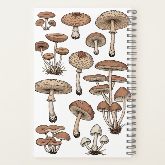 Vintage Mushrooms Notebook Notizblock (Rückseite)