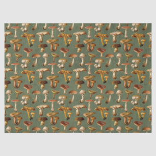 Vintage Mushrooms on Green Decoupage Seidenpapier
