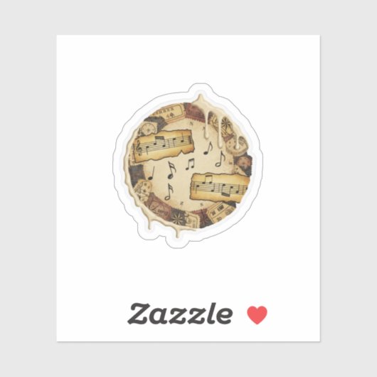 Vintage Music Notes Collage Sticker Design (Blatt)