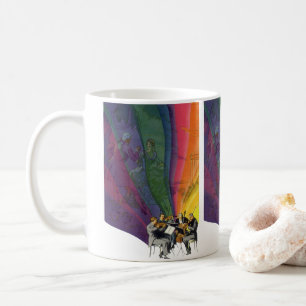 Vintage Music Regenbogen, viktorianisches Paar bei Kaffeetasse
