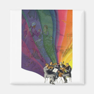 Vintage Music Regenbogen, viktorianisches Paar bei Magnet