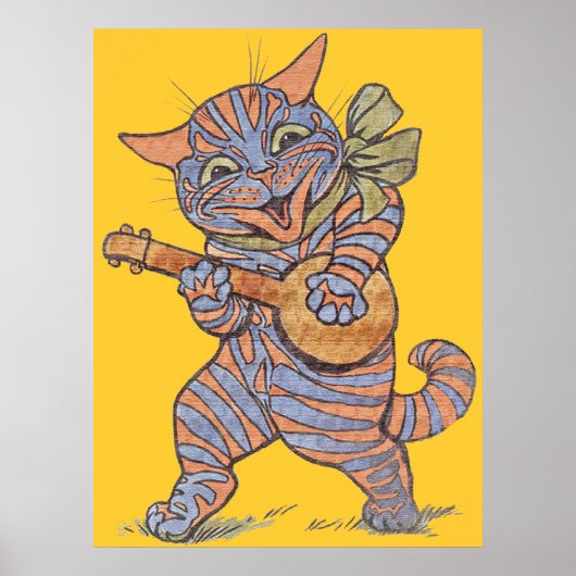Vintage Musical Cat Poster Print (Vorne)