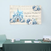 Vintage Musical Dusty Blue Peony Church Wedding Banner (Messeveranstaltung)
