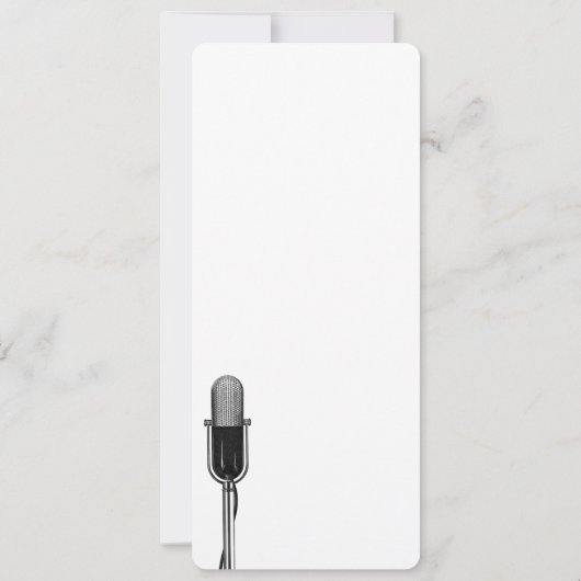 Vintage Musik, altmodisches Retro-Mikrofon Einladung (Rückseite)