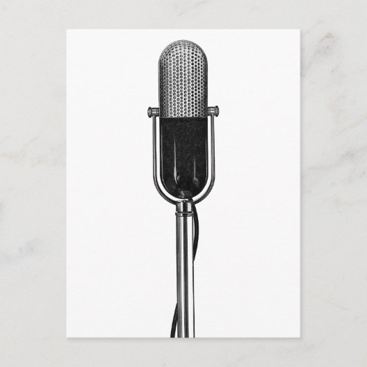 Vintage Musik, altmodisches Retro-Mikrofon Postkarte (Vorderseite)