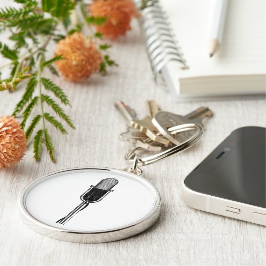 Vintage Musik, altmodisches Retro-Mikrofon Schlüsselanhänger (Seite)