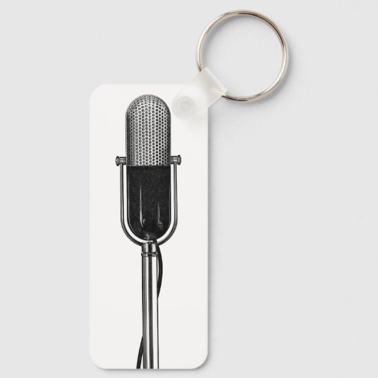 Vintage Musik, altmodisches Retro-Mikrofon Schlüsselanhänger (Rückseite)