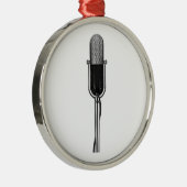 Vintage Musik, altmodisches Retro-Mikrofon Silbernes Ornament (Rechts)