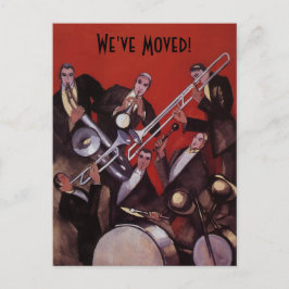 Vintage Musik Art Deco Jazz Band Adressenänderung Ankündigungspostkarte