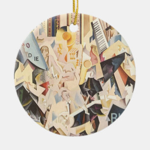 Vintage-Musik, Art Deco Jazz, Rhapsodie in Blau Keramikornament
