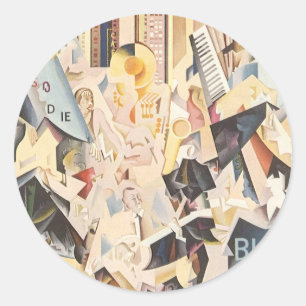 Vintage-Musik, Art Deco Jazz, Rhapsodie in Blau Runder Aufkleber