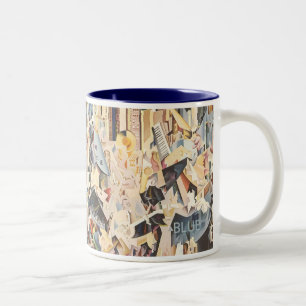 Vintage-Musik, Art Deco Jazz, Rhapsodie in Blau Zweifarbige Tasse