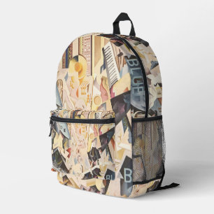 Vintage Musik, Art Deco Jazz, Rhapsody in Blue Bedruckter Rucksack
