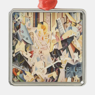 Vintage Musik, Art Deco Jazz, Rhapsody in Blue Silbernes Ornament