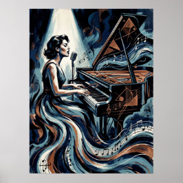 Vintage-Musik Art Deco Klavier Poster