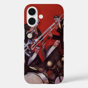 Vintage Musik, Art Deco Musical Jazz Band Jamming iPhone 16 Hülle