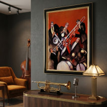 Vintage Musik, Art Deco Musical Jazz Band Jamming