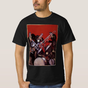 Vintage Musik, Art Deco Musical Jazz Band Jamming T-Shirt