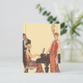 Vintage Musik, Art-Deco Pianist - Einladung (Stehend Vorderseite)