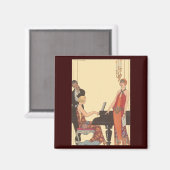 Vintage Musik, Art Deco Pianist Musiker Sänger Magnet (Vorderseite/Rückseite)