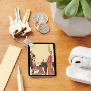 Vintage Musik, Art Deco Pianist Musiker Sänger Schlüsselanhänger